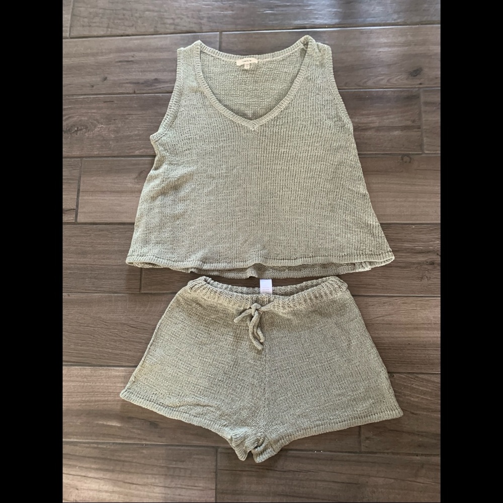 Knit short set. Color is like a sage green. NWOT size small